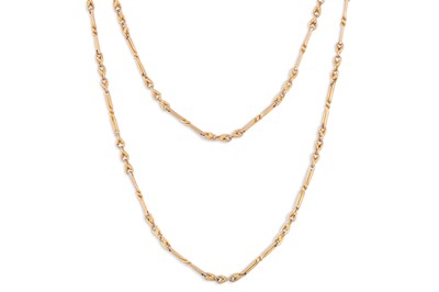 Lot 351 - AN ANTIQUE FANCY LINK 9CT GOLD MUFF CHAIN,...