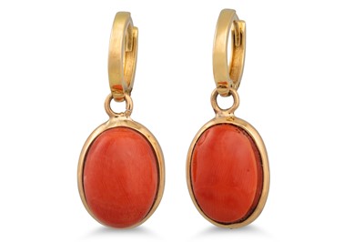 Lot 269 - A PAIR OF MEDITERRANEAN CORAL EARRINGS,...