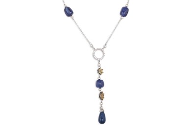 Lot 305 - A SAPPHIRE AND DIAMOND NECKLACE, the beaded...