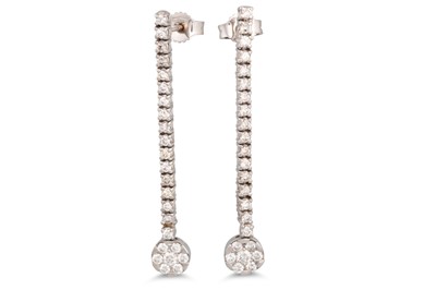 Lot 335 - A PAIR OF DIAMOND DROP EARRINGS, each...