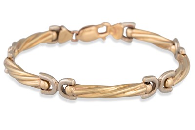 Lot 89 - A 9CT GOLD FANCY LINK GATE BRACELET, 12.4 g.