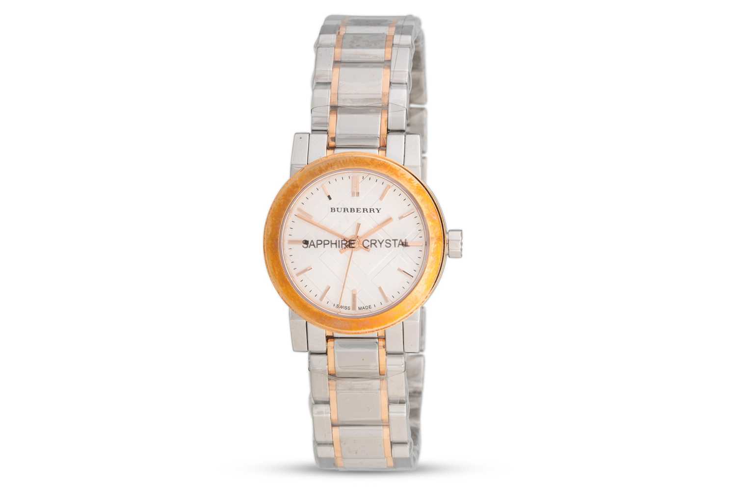 Lot 189 - A LADY'S STAINLESS STEEL BURBERRY WRISTWATCH,...