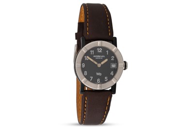 Lot 394 - A GENT'S RAYMOND WEIL GENEVE WRISTWATCH, brown...