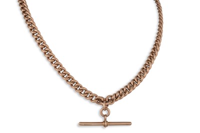 Lot 315 - AN ANTIQUE 9CT GOLD ALBERT CHAIN, with T-bar,...