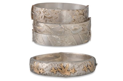 Lot 264 - FOUR STERLING SILVER BANGLES