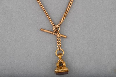 Lot 97 - AN ANTIQUE ROLLED GOLD ALBERT NECK CHAIN, with...