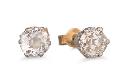 Lot 338 - A PAIR OF ANTIQUE DIAMOND STUD EARRINGS, the...