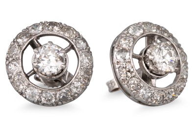 Lot 211 - A PAIR OF ANTIQUE DIAMOND TARGET CLUSTER...