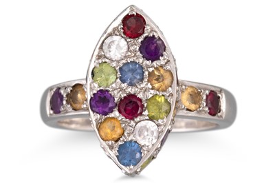 Lot 62 - A MULTI GEM SET DRESS RING, mounted in 14ct...