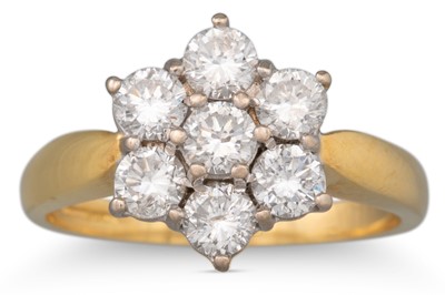 Lot 75 - A DIAMOND CLUSTER RING, mounted in 18ct yellow...