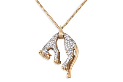 Lot 86 - A 9CT GOLD PENDANT, modelled as a panther, on...