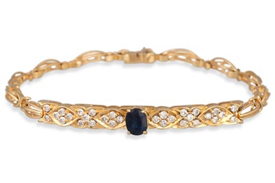 Lot 87 - A DIAMOND AND SAPPHIRE SET BRACELET, the...