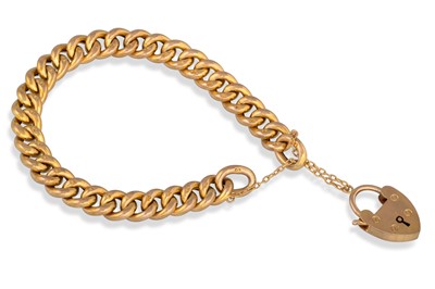 Lot 123 - AN ANTIQUE 9CT GOLD CURB LINK BRACELET, each...