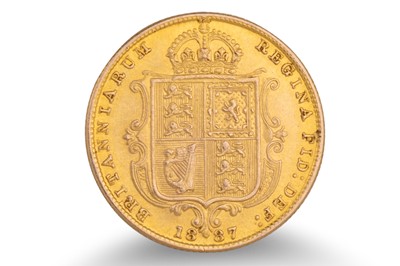 Lot 417 - A HALF GOLD SOVEREIGN ENGLISH COIN, 1887 ...