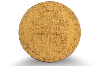 Lot 419 - A FULL GOLD GUINEA 1779 ENGLISH COIN, George...