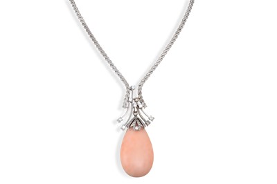 Lot 197 - A VINTAGE MEDITERRANEAN CORAL DROP PENDANT,...