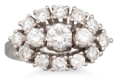 Lot 140 - A BOAT SHAPED DIAMOND CLUSTER RING, the...