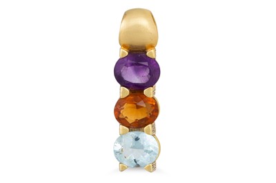 Lot 144 - AN AMETHYST, CITRINE AND AQUAMARINE PENDANT,...