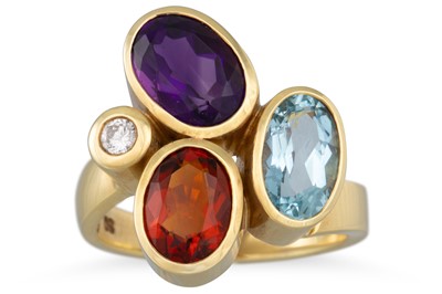 Lot 29 - AN AMETHYST, CITRINE, AQUAMARINE AND DIAMOND...