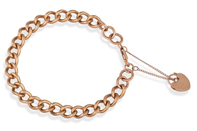 Lot 224 - A 9CT ROSE GOLD CURB LINK BRACELET, with...