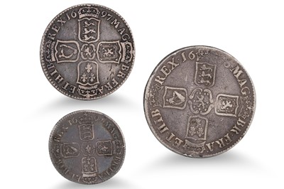 Lot 434 - THREE WILLIAM & MARY ENGLISH SILVER COINS;...