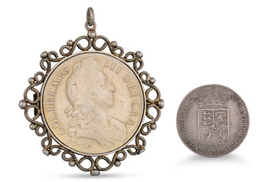 Lot 435 - A 1689 WILLIAM & MARY HALFCROWN English COIN F,...