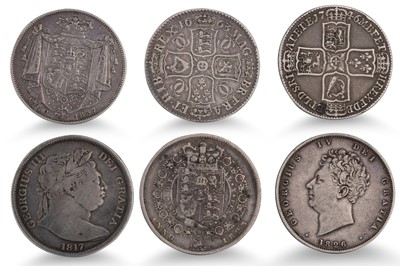 Lot 442 - 6 X ENGLISH HALFCROWN SILVER COINS; JII 1663...