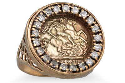 Lot 3 - A 9CT GOLD GENT'S RING, St.George's medal,...