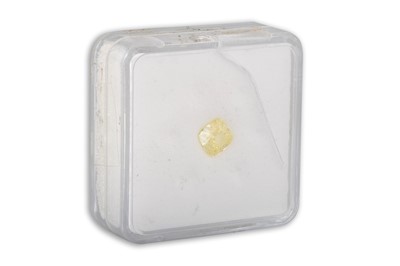 Lot 358 - AN UNMOUNTED FANCY YELLOW DIAMOND. Together...