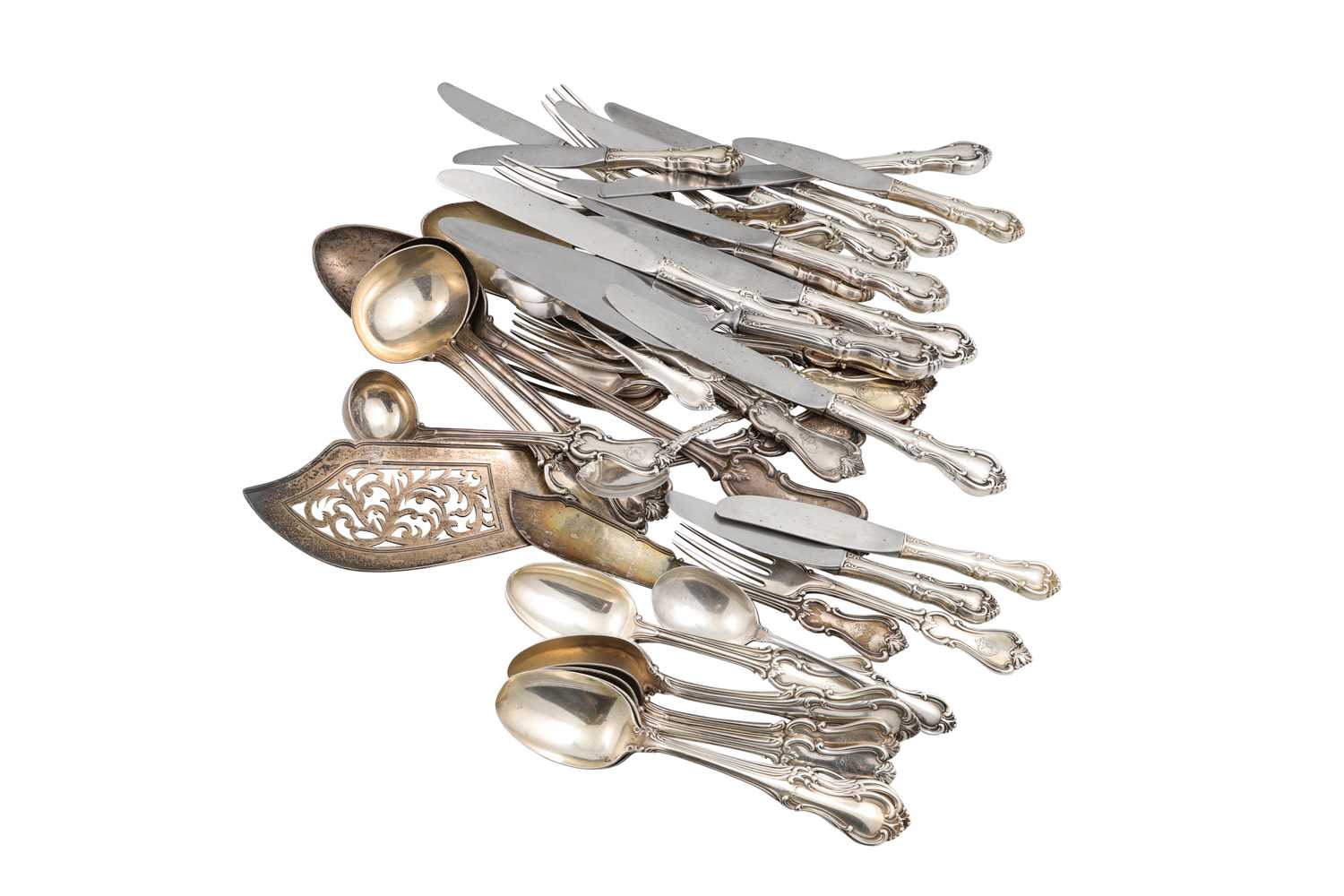 Lot 562 - A VICTORIAN SILVER CUTLERY SET, comprising...