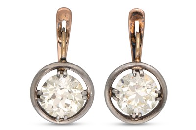 Lot 74 - A PAIR OF VINTAGE DIAMOND EARRINGS, the old...