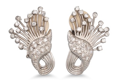 Lot 81 - A PAIR OF MID - CENTURY DIAMOND SPRAY EARRINGS,...