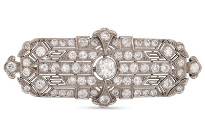 Lot 86 - A DIAMOND PLAQUE BROOCH, of geometric form,...