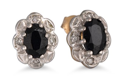 Lot 235 - A PAIR OF SAPPHIRE AND DIAMOND EARRINGS,...