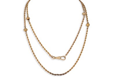 Lot 208 - A 9CT GOLD ROPE LINK NECK CHAIN, with ball...