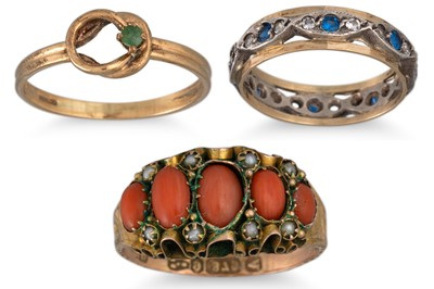 Lot 210 - A COLLECTION OF THREE GOLD RINGS, to include...