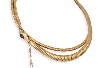 Lot 56 - A VINTAGE 14CT GOLD SNAKE NECKLACE, the...