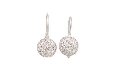 Lot 284 - A PAIR OF PAVE SET DIAMOND EARRINGS, mounted...