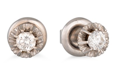 Lot 123 - A PAIR OF VINTAGE DIAMOND STUD EARRINGS, the...