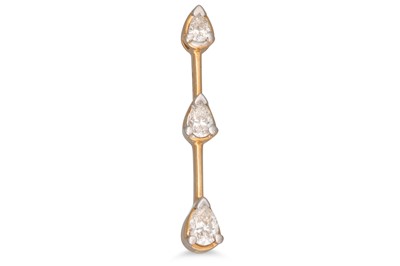 Lot 123 - A DIAMOND DROP PENDANT, the pear shaped...