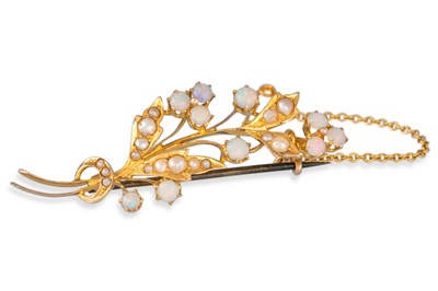 Lot 125 - A OPAL SPRAY BROOCH, mounted in 9ct gold...