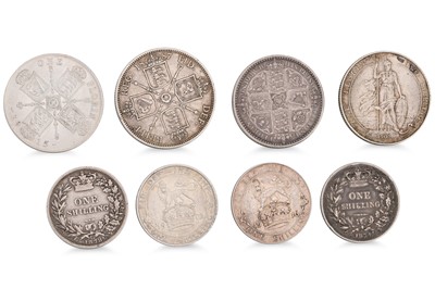 Lot 357 - 8 x ENGLISH SILVER COINS; 4 X 2/- 1915 NEF...