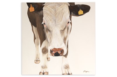 Lot 187 - DEBBIE CHAPMAN (Irish Contemporary), Cow, oil...