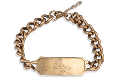 Lot 278 - A 9CT GOLD I.D BRACELET, curb link, 32.1 g.