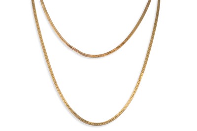 Lot 295 - TWO 14CT GOLD CHAINS, 12 g.