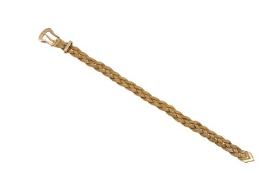 Lot 221 - A 14CT GOLD WOVEN BRACELET, with buckle, 14 g