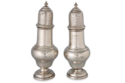 Lot 390 - A PAIR OF GEORGE V SILVER SUGAR SIFTERS,...