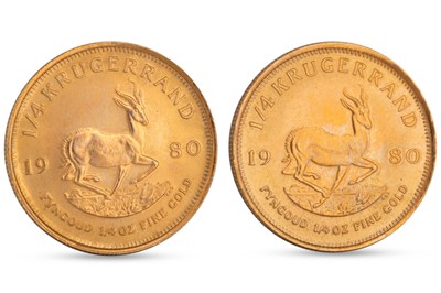 Lot 349 - A PAIR 1980 SOUTH AFRICAN Quarter Oz...