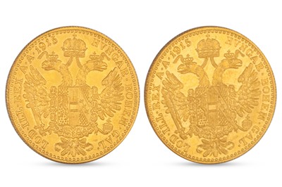 Lot 354 - TWO 1915 AUSTRIAN GOLD COINS, restrike proofs...