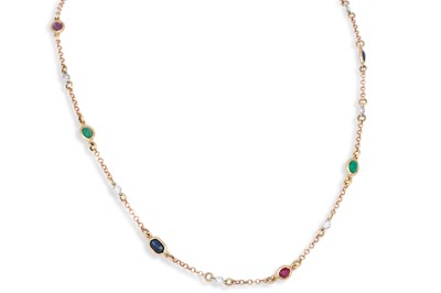 Lot 180 - AN EMERALD, RUBY, SAPPHIRE AND DIAMOND...